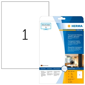 Herma A4 Glasklar Film Printer-Etiket 8020