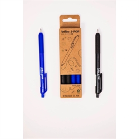 Artline J-POP ECO-GREEN Gel Rollerball 0,7 mm Blå/Sort 4 stk