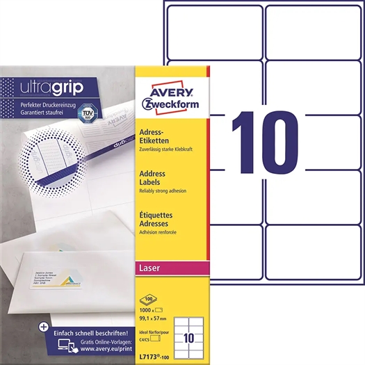 Avery L7173 QuickPeel Etiket L7173-100