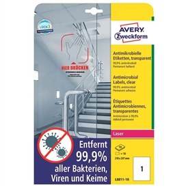 Avery L8011 A4 Antimikrobiel Etiket L8011-10