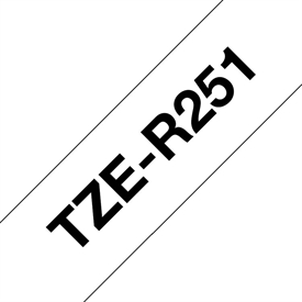 Brother TZeR251 Satinbånd 24 mm Sort på Hvid Gavebånd
