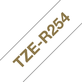 Brother TZeR254 Satinbånd 24 mm Guld på Hvid Gavebånd