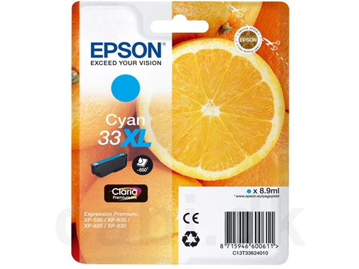 Epson 33XL Appelsin Blækpatron C13T336240
