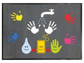 Brug Novus Image Logomåtter som Hold-Afstand og Vask-Hænder dørmåtter