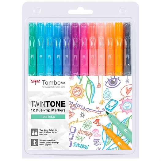 Tombow TwinTone Dual Tip Marker Pastels WS-PK-12P-2